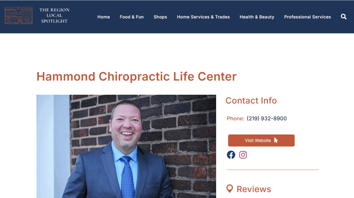 Hammond Chiropractic and Dr. Ron Daulton, Jr. are featured in the Region Local Spotlight